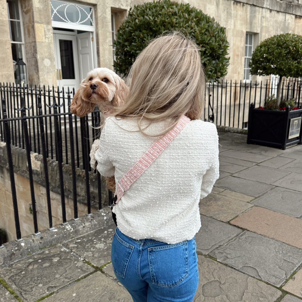 Sangle de Sac en Tweed Texturé - Rose