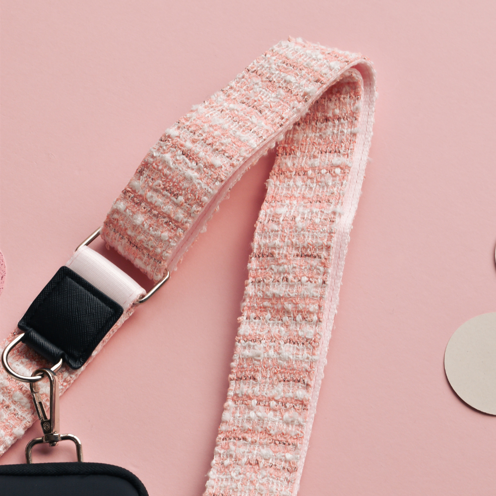Sangle de Sac en Tweed Texturé - Rose