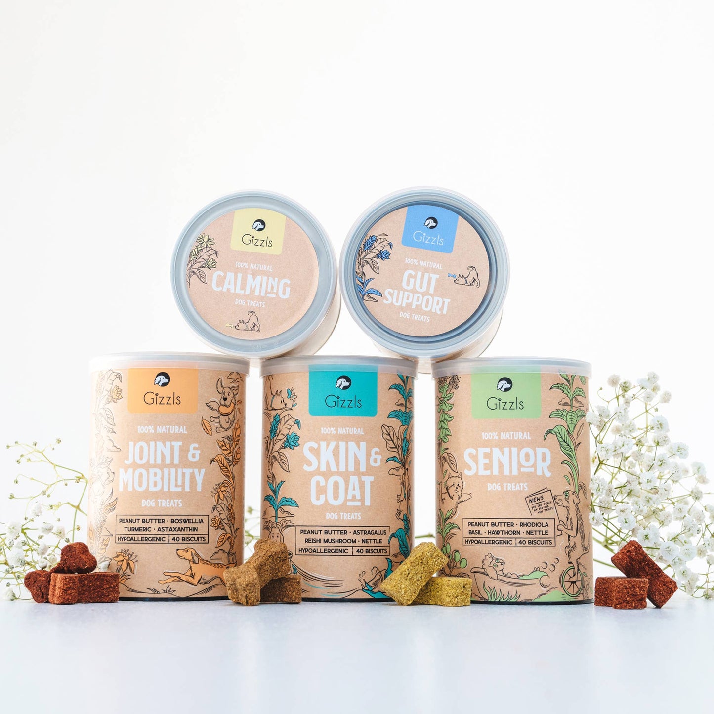 Gâteries calmantes Gizzls 100 % naturelles pour chiens