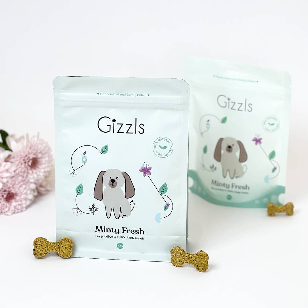 Gâteries Gizzls Minty Fresh pour chiens (200g)