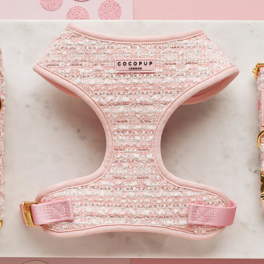 Pink Textured Tweed Adjustable Neck HARNESS