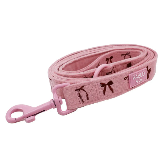Laisse pour chien : Nœuds en velours blush: 1,5 cm