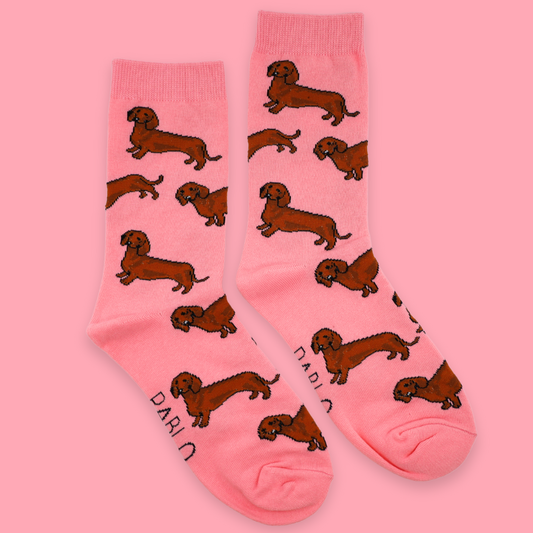 Chaussettes Dog Race: Teckel rose