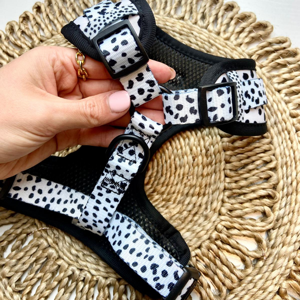 Arnés Ajustable para Perro con Estampado de Manchas Monocromáticas: M